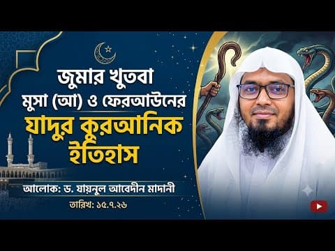 জুমার খুতবা (১৭.৭.২৬) | মুসা (আ) ও ফেরআউনের মাঝের যাদুর কুরআনিক ইতিহাস | ড. যায়নুল আবেদীন মাদানী